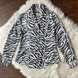 Vintage Zebra Print Button Down Shirt